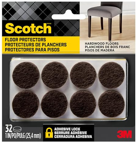 Scotch SP822-NA Brand Felt Pads by 3M, Round, 1 in. Diameter, Brown, 32/Pack, Pack of 1