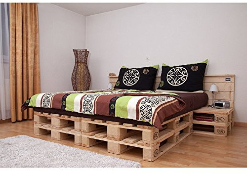 Schroth Home PALoma Vintage Palettenbett 160 x 200 – Euro Paletten Bett mit Kopfteil – Holz Palette geschliffen – gebrauchte Paletten - kein lästiges Schleifen mehr