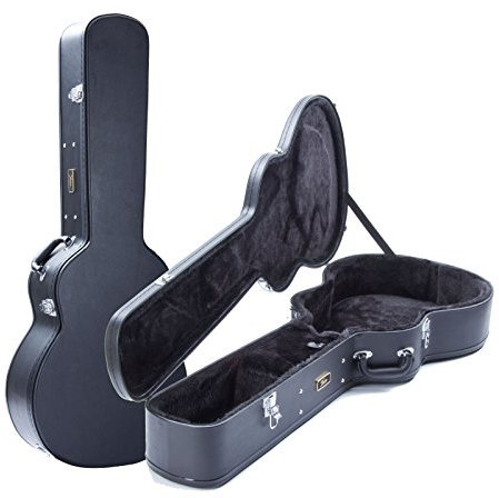Fame Jumbo Guitar Case, Wetterfester Koffer für Westerngitarren, Robuste Metallschnallen, Polsterung und Zubehörfach, Schwarz