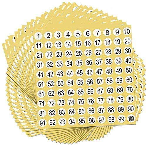 Zahlen Aufklebe 100 blatt Zahlen Etiketten 1 bis 100 Runde Nummernetiketten Selbstklebende Aufkleber für zum Postfächer Häuser Kunsthandwerk Kindergärten