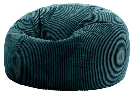 Icon Kingston Pouf Velours Côtelé, Pouf Poire avec Remplissage, Fauteuil Salon Confortable, Fauteuil Chambre, Meuble Salon, Decoration Chambre, Vert Sarcelle