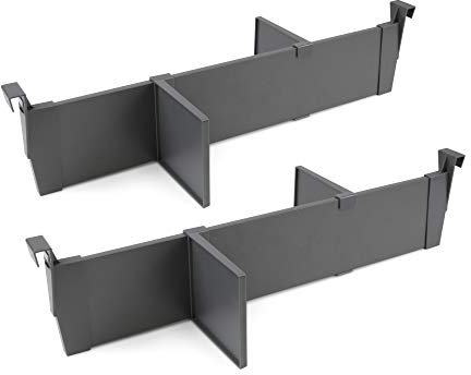 Emuca - Set Separatori Regolabili per cassetti, Accessori divisori Organizer per cassetti 600mm, Alluminio, Grigio Antracite.