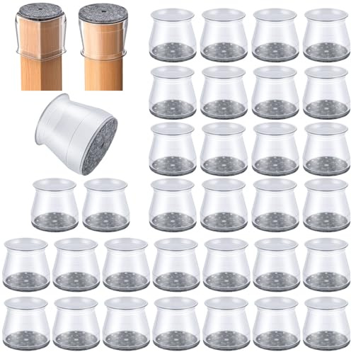 32 Pcs Chair Leg Floor Protectors - Silicone Felt Pads, Scratch-Proof & Noise-Free, Easy Smooth Moving, Large Size (Fits Round Chair Legs: 1-5/16 to 2 Diameter)​