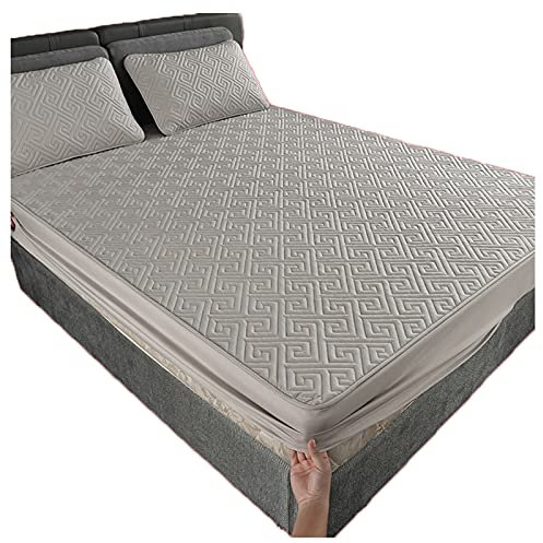 YCDZSW Matratzen Topper Bedding Gesteppte Matratzenauflage Spannbettlaken Baumwolle für Boxspringbett Waschbar Anti-Allergie (Grau,Dünn: 180x220cm)