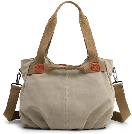 DIRRONA Bolso Bandolera Mujer de Lona, Bolso Multibolsillos de Gran Capacidad para Trabajo, Viaje y Uso Diario