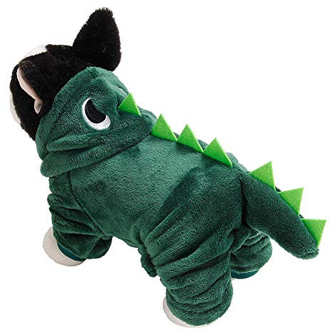 Dinosaurie Kostym för Hund och Katt, Sällskapsdjur Dino Hoodie Kläder Vinterhuva Kappa för Små Hundar Valp(M)