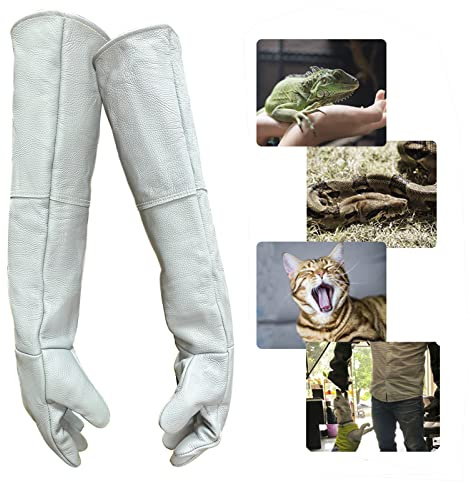 PeSandy Bissfeste Handschuhe für den Umgang mit Tieren, 60 cm/ 23,6 Zoll Anti-Biss Arbeitshandschuhe zum Schweißen, Pflegen, Umgang mit Hund/Katze/Vogel/Schlange/Falken/Eidechse/Reptilien(Grau)