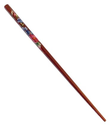 1 st hårpinne, ätpinne, trä, blomma, tryckt knopphållare, 18 cm långa hårnålar, hårstylingtillbehör för kvinnor, flickor (brun)