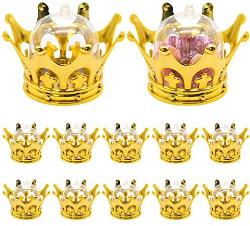 FORYNXHWIN 12 Stück Candy Box, Kunststoff Kronenform Treat Box Mini Muffinglocke Candy Flaschen fürHochzeit, Babyparty, Prinzessin, Geburtstagsparty