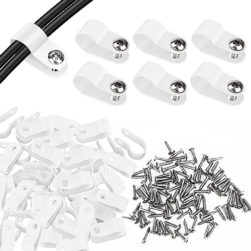 Aroidful Kabelbinder Typ R 10,4 mm Weiß 100 Stk | Kabelbinder aus Nylon mit 100 Schrauben für Kabelmanagement