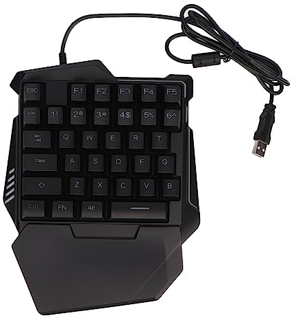 Vikye One Handed Gaming Keyboard, RGB Backlit 35 Keys Silent Keyboard Ergonomic Design USB Professional Gaming Keypad for PC