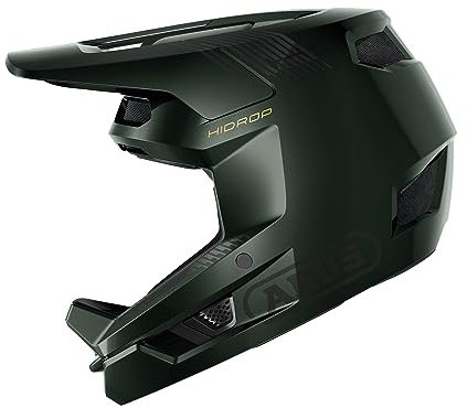 ABUS Downhill Helm HiDrop – ASTM-zertifizierter Fullface Helm mit ABS-Außenschale für MTB: Downhill, Enduro und Bikepark – für Erwachsene und Jugendliche – Grün, Größe M