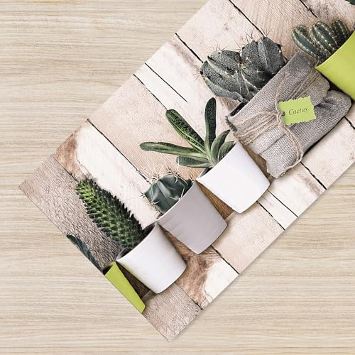 IlGruppone Tappeto Cucina Antiscivolo Made in Italy Passatoia Antimacchia Multiuso Corridoio Soggiorno Lavabile in Lavatrice - LegnoCactus - 50x100 cm