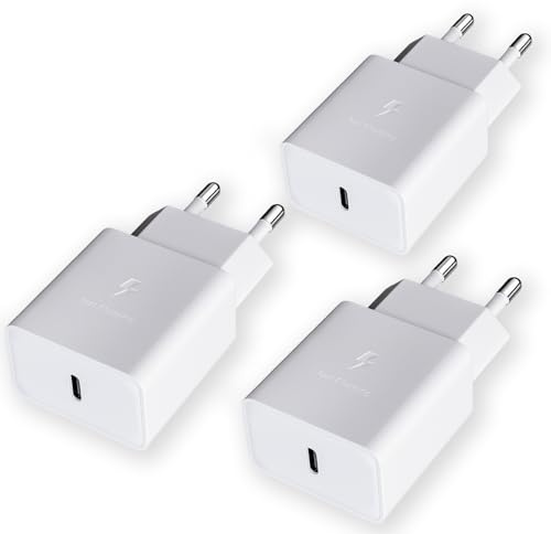 Caricatore USB C da Muro, 3-Pack Caricabatterie Alimentatore Presa USB di Tipo C Porte, Spina Compatibile con iPhone XS Max XR X 8 7 6 5S Plus, Samsung Galaxy A51,A34,A13,S21,S20 FE,S10,S9,S8 Plus