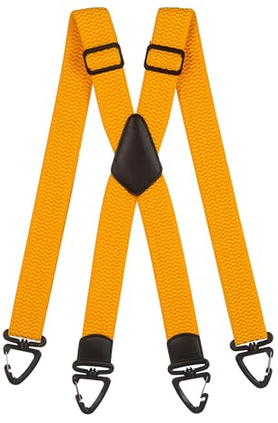 Olata Bretelle Robuste a X con Moschettoni in Plastica – 4 cm di Larghezza, Regolabili e Unisex. Giallo