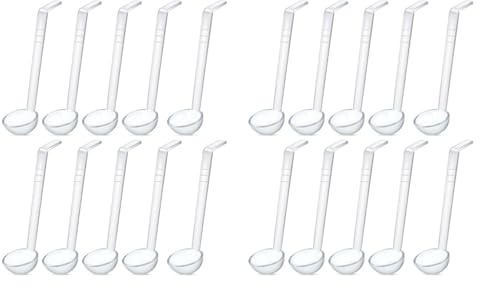 Breeshy 20 Pezzi 7,8 Pollici 1Oz Piccolo Mestolo Trasparente Mini Mestolo per Salsa Ciotola Punch in Plastica Lunga Mestolo Cucchiai di Servizio