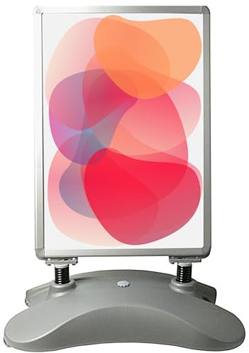 Werbeaufsteller A1 Waterbase 841x594 mm doppelseitig – Kundenstopper Plakatständer mit Aluminium OWZ Rahmen, wetterfest, mobiler Werbeständer mit Wasserbasis, Schutzfolie & Rollen