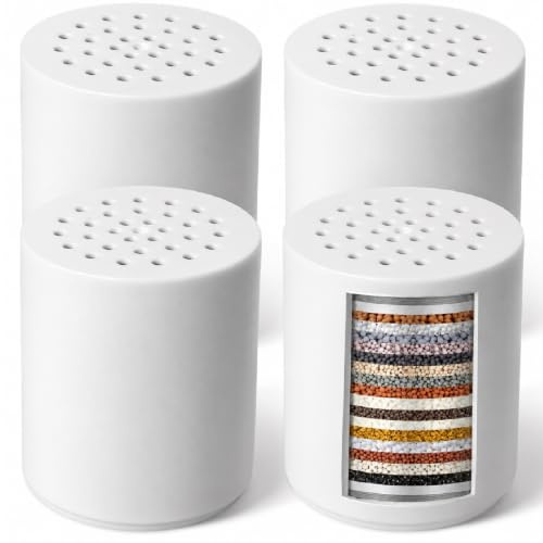 Juego de 4 filtros de ducha, 22 niveles, reemplazo universal, ablandador de agua, elimina cloro, hierro, olores, cal, filtro de ducha para agua de cal