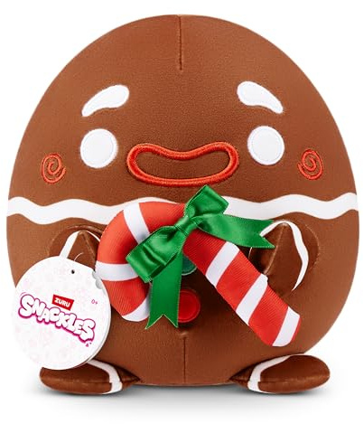 Snackles Weihnachtsserie 2, 20 cm großes Plüschspielzeug (Ginger) von ZURU, Plüschspielzeug mit Snack-Accessoire