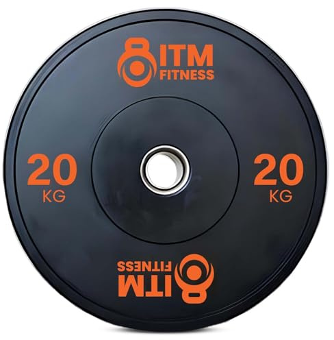 InTheMarket Hantelscheiben aus Gummi mit Farbstreifen – IWF-Standard, Gummi-Gymnastikplatten, Falltest, geringe Sprungkraft, 50,5 mm, langlebige Gewichtheberausrüstung, ideal zum Gewichtheben – 20 kg