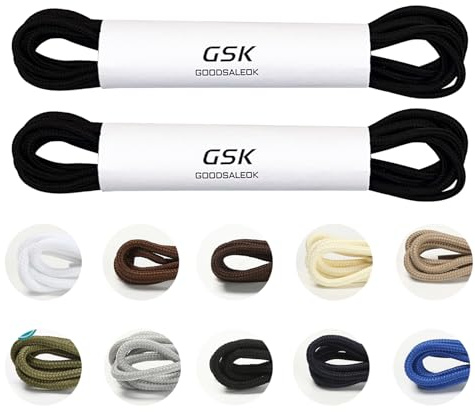 GOODSALEOK 2 Paia Lacci Rotondi Per Scarponi, Lacci 4 Mm Per Scarpe Da Lavoro Boot Stringhe Sneakers In Pelle Unisex Nero 120CM