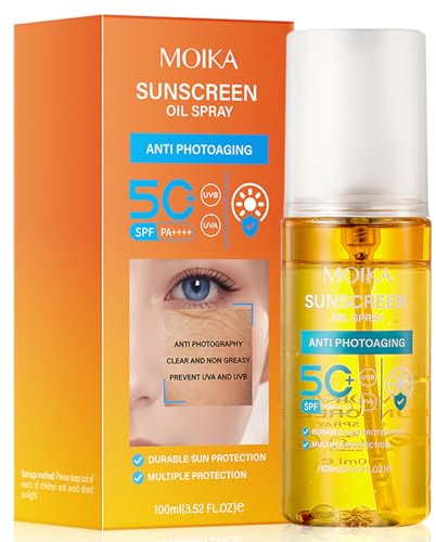 Protector Solar Spray Transparente SPF 50+, 100 ml Spray Protector Solar Corporal Facial Alta Protección, Wet Skin, Impermeable, Absorción Rápida, para Todo Tipo de Piel