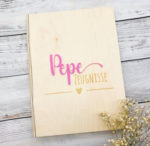 Zeugnismappe personalisiert aus Holz | Geschenk zum Schulstart | Zeugnisordner mit Namen | Einschulungsgeschenk für Mädchen und Jungen