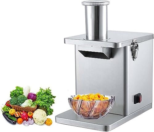 Cortador de verduras eléctrico, cortador de verduras comercial de 250W Dicer Shredder Cortador automático de cebollas y patatas Máquina de cocina Cortadora de frutas con rebanadoras y hojas de