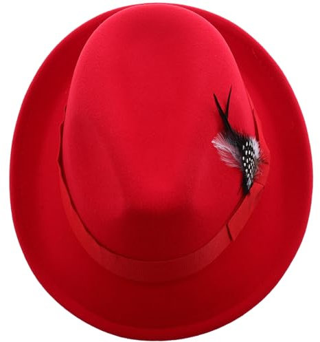 DEARMAMY Fedora-Hut Für Herren Elegant Warm Filz Fedora-Kappe Feder Leicht Und Einfach Zu Tragen Geeignet Für Verschiedene Anlässe