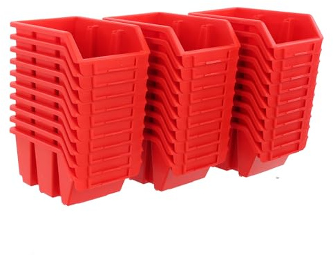 Botle 30 x sorteringslåda, förvaringslåda, stapellåda, verkstadslåda, förvaringslåda, röd, 11,5 x 8,5 x 6 cm, sorteringslåda, plastlåda, garage, vridverktygslåda med skruvar och spikar