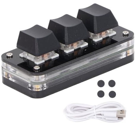 Gavigain Mini Teclado de 3 Teclas USB Blue Switch Blue Programable Keypad con luz RGB