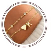 Turandoss Buchstaben Armband Damen Gold - 14K Vergoldete, Personalisierte Armband Mädchen mit Buchstaben Gold, Herz Armkette mit Initialen, Geschenke für Frauen Mädchen Mama Geschenk Freundin Schmuck