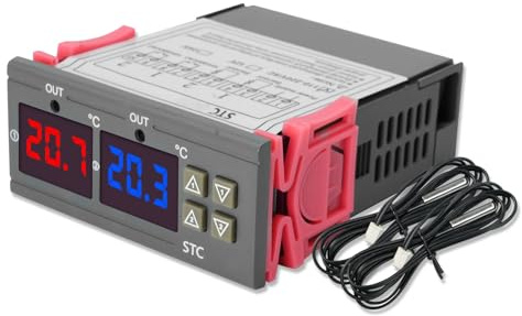 ARCELI STC-3008 AC 110V-220V Digitaler Temperatur Regler Thermostat, Temperaturregler mit doppelter NTC-Sondensonde Kühler Heizung für Tiere Heizmatte Inkubator