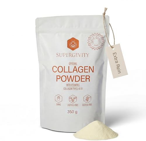 Kollagen Pulver mit Vitamin C - 10 g Kollagen pro Portion - Hydrolysiertes Rinderkollagen Typ I & III - Neutraler Geschmack - Laborgeprüft - 350 g
