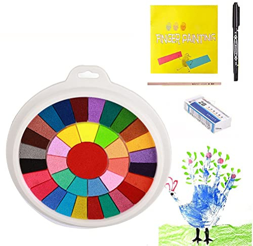 WOHPNLE Color Fingerprint for Kids, Washable Funny Finger Paint Set with Finger Cots and Painting Templates Art Painting Supplies for Painting DIY Craft Gifts
