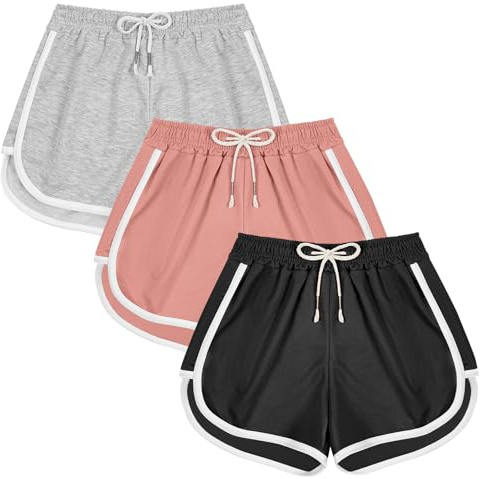 DiULi Pantalones Cortos de Deporte Niñas, Pantalones Cortos Deportivos para Niñas, Verano Pantalón con Cintura Elástica, Básicos Activos, Shorts Transpirables para Ciclismo Gimnasio Baile