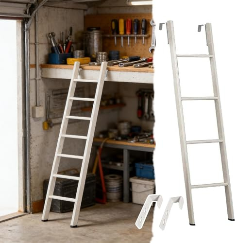 Scaletta Letto a Castello 116/130/140/150/160/170/180/185cm Scaletta Letto Castello, Scaletta Corta Metallo Regolabile con Ganci, Scaletta Rimovibile Letto Soppalco, Appartamento Camper(135cm/53)