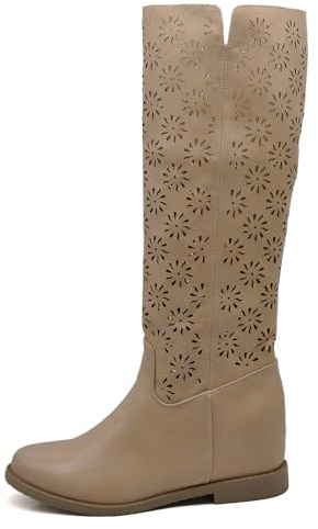 IF Fashion Stivaletti da Donna Zeppa Interna Traforati Primaverili Estivi Camoscio LY81-1