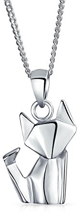 3D liten Origami katt kattunge kattunge husdjur hänge halsband för kvinnor för tonåringar polerat 925 sterlingsilver