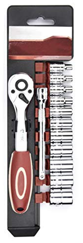 HIOD Métrico Juego de Llaves de Trinquete 72 Dientes Llave de Enchufes de Accionamiento de Trinquete Incluir Conveniente Rack de Almacenamiento Conjunto de Enchufes Múltiples,1/4-Inch-Drive-13pcs