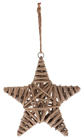 Tubayia Corona de mimbre rústica para colgar en la pared, decoración para bodas, cumpleaños, Navidad (estrella)