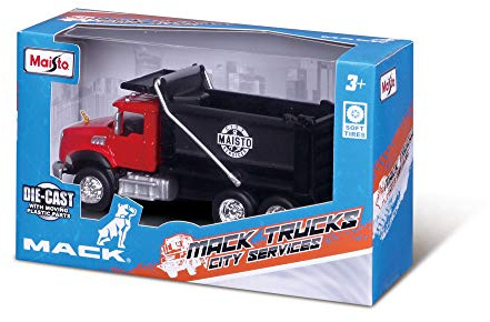Maisto FRESH METAL CITY SERVICES - MACK TRUCKS - Dump and Cement Mixer – Incredibly Detailed Die-Cast Replica Collectible Model Vehicle
