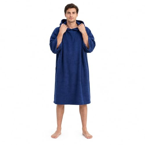 ALLEN & MATE 100% Cotton Hooded Surf Poncho Changing Robe - Quick Absorbent Wetsuit Changing Towel with Pocket for Surfing Men & Women