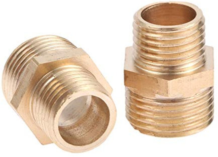 Quick Connect Connector Hose Joint 2Pcs 1/81/43/81/23/41Brass Pipe Hex Nipple Fitting Quick Adapter PT Male Thread Water Connector Air Pneumatic Pipe (Color : Male 02 to Male 03)