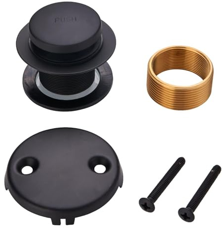 Black Bathtub Drain Tip Toe Tub Conversion Kit Assembly,Wellup Tub Drain Trim Kit with Two Hole Overflow Faceplate,Matte Black
