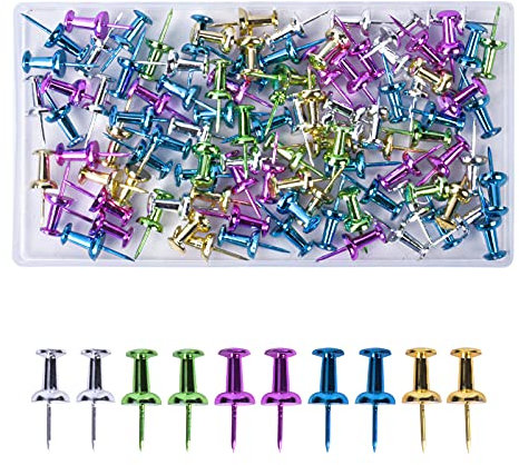 100 Stück Pinnadeln, Mehrfarbig Reißnagel, Karte Nagel Reißzwecke Nadeln Pushpins, Reissnägel Reißbrettstifte Heftzwecken für Wandkarten, Fotos, Bulletin Board oder Kork Boards, Länge 2,5 cm