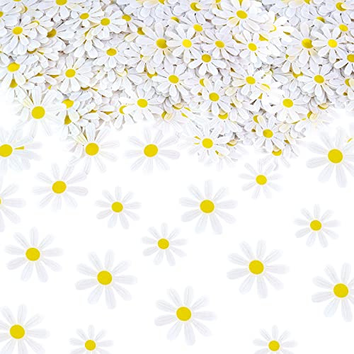 250PCS White Daisy Confetti Flower Table Confetti for Daisy Baby Shower Flower Birthday Bridal Shower Wedding Anniversary Engagement Party Table Decorations