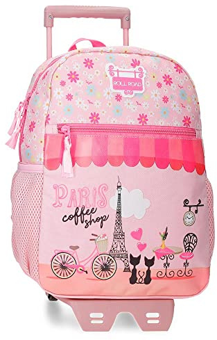Roll Road Coffee shop Mochila Pequeña, Rosa, 27x33x11 cms