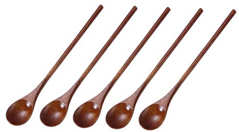 BESTonZON 5pièces Cuillère Bois Naturelle Pour Cuisine Mélange Et Service Ustensile Écologique Facile Entretien