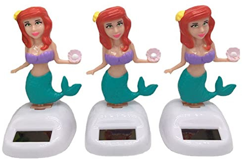 Asudaro Solar Tanzfigur Spielzeug, 3St Auto Armaturenbrett Ornament Kleiner Alter Mann/Meerjungfrau/Engel Desktop-Dekor Wackelkopf Figur Solarspielzeug für Schreibtische Tische Balkone und Auto